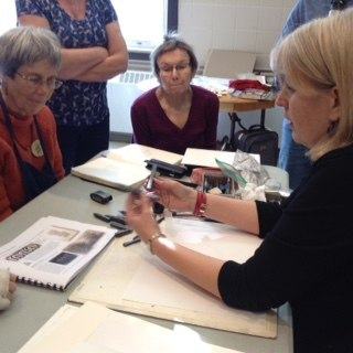 Amity Erwin Parks and students at workshop 'A sharp pencil and a keen eye'