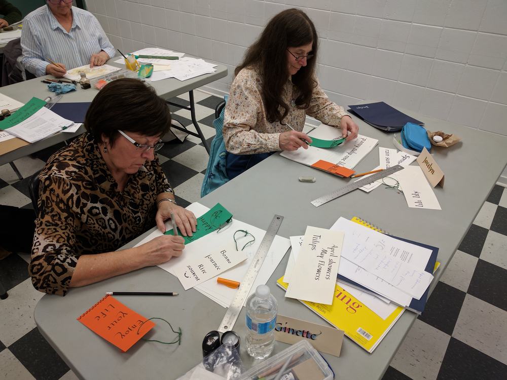 Students creating weathergrams on the last day of class